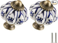 Ivory & Deep Blue Pumpkin Knobs 6 Pack Ceramic Cabinet Knobs Vintage Drawer by Zernmiarder