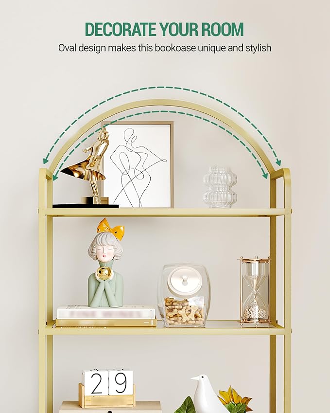 Hzuaneri Bookcase Bookshelf, Tempered Glass Bookshelves, Slim Shelving Unit - Image 7