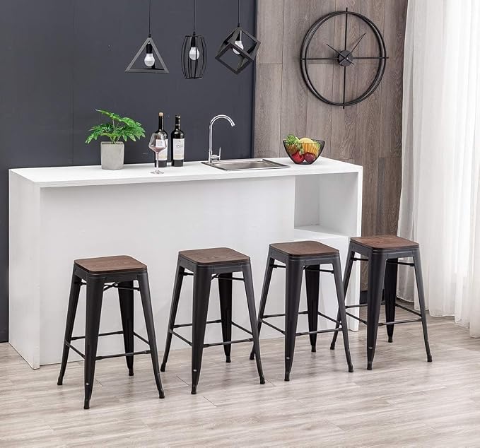 HAOBO Home 26" Backless Metal Counter Stool Height Bar Stools Barstools - Image 8