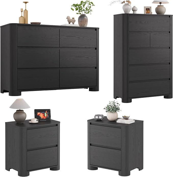 YANSNWO Minimalist Dresser and Nightstand Sets 4 Piece Bedroom Set, Wide & Tall by YANSNWO