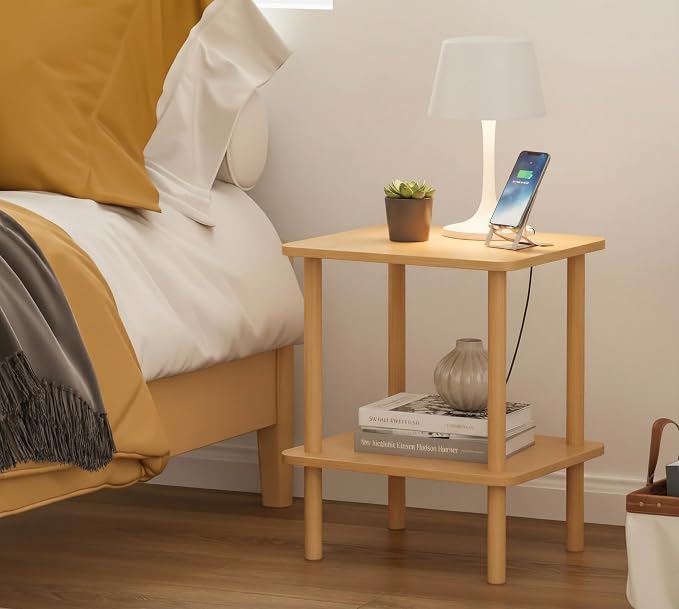 FORAOFUR End Table with Charging Station, Small Tables - Image 2