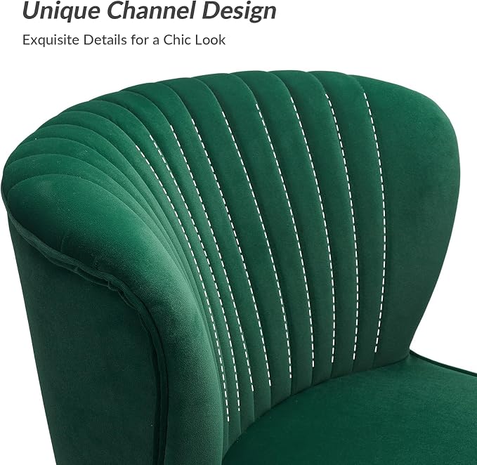 HULALA Home Velvet Accent Chair, Modern Upholstered Cute Side Chair - Image 3