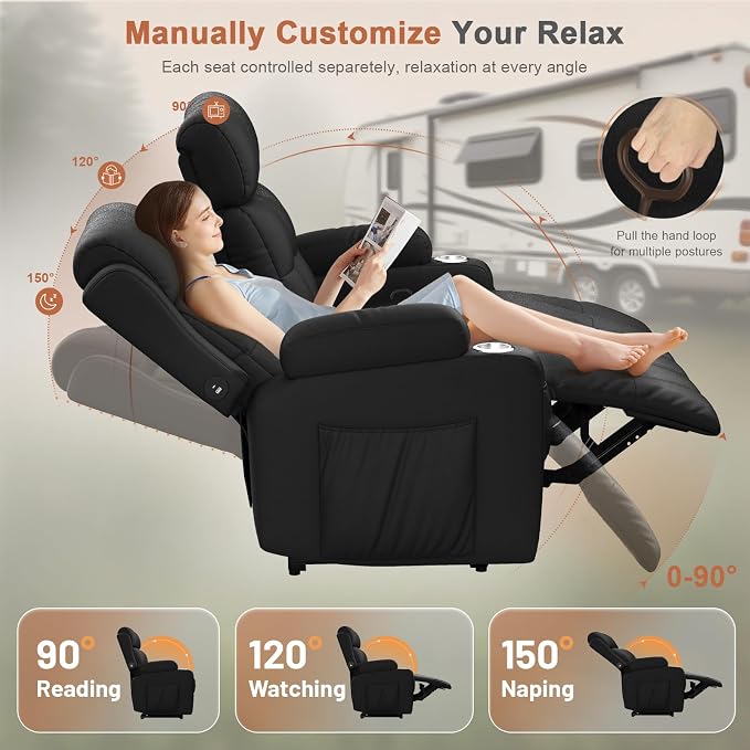 Home Theater Seating Loveseat Recliner Sofa, Wall-Hugger Reclining Couch - Image 7