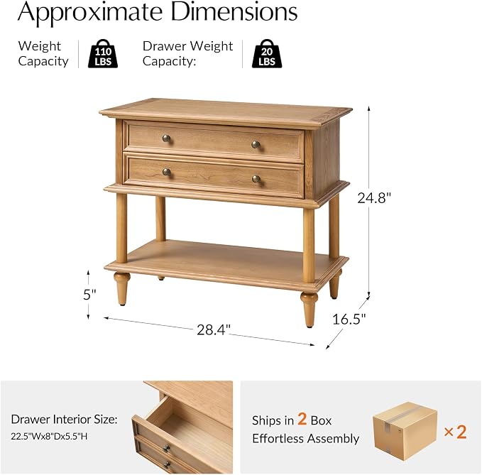 HULALA HOME Farmhouse Nightstand Set of 2 - Image 2