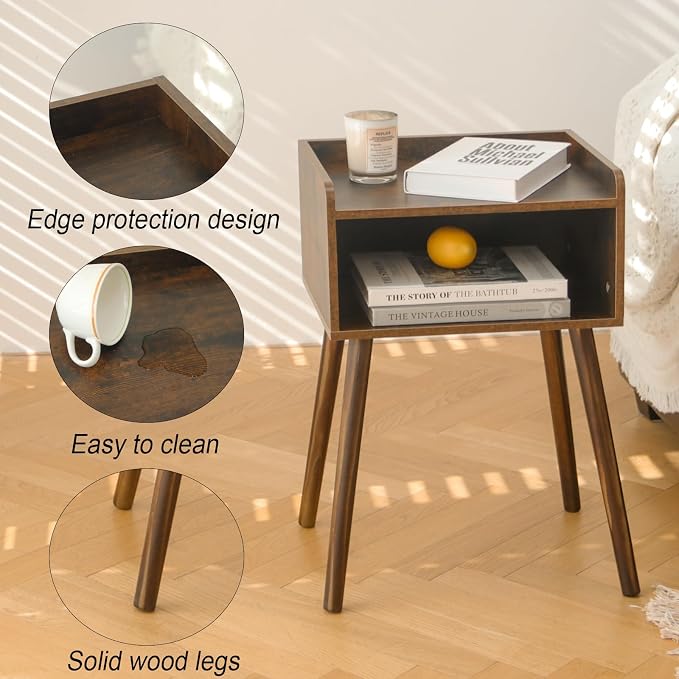 MaxSmeo Nightstand, Mid Century Modern Side Table Bedroom - Image 3