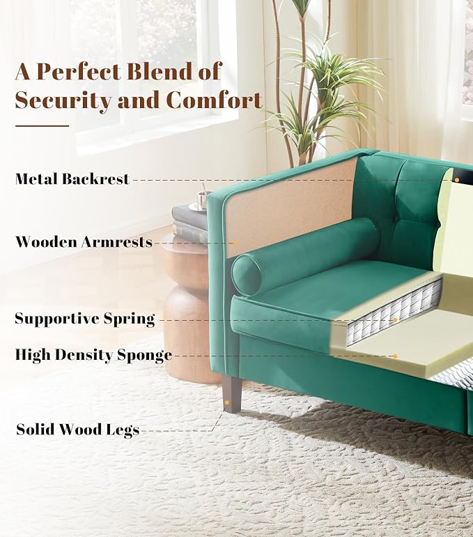 Dreamsir 78'' W Velvet Sofa, Mid-Century Love Seats Sofa Furniture - Image 5