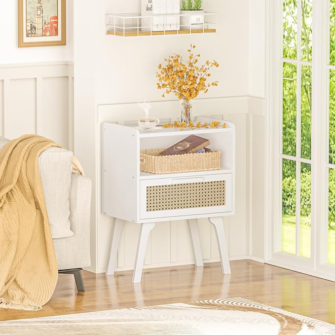 Lerliuo Rattan Nightstand, Bedside Table - Image 6