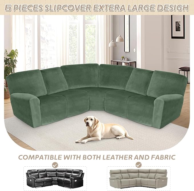 Arfntevss Sectional Recliner Couch Covers Velvet Corner Sectional Sofa Cover - Image 3