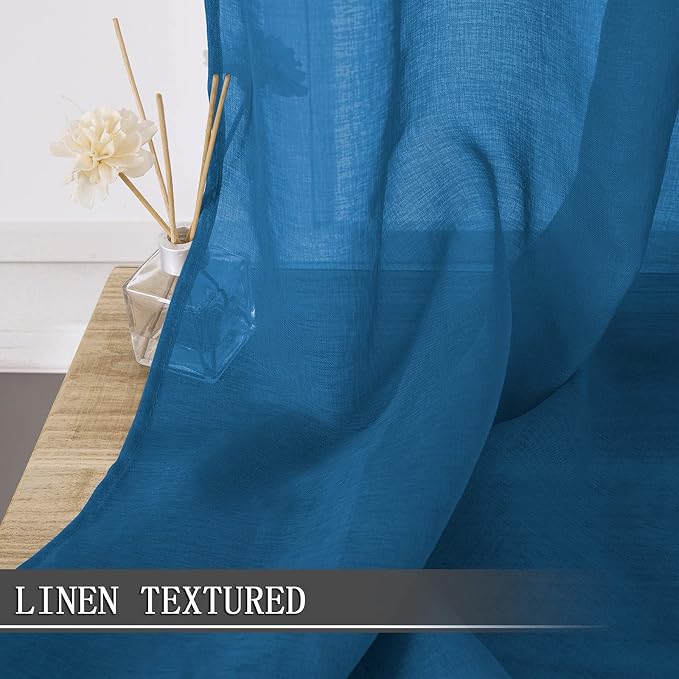 Tollpiz Sheer Curtains Linen Textured Living Room Curtain Sheers Light - Image 2