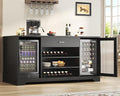 HSH Long Bar Cabinet with Fridge Space, Modern Wood Coffee Wine Liquor Cabinet by HOMESWEETHOME