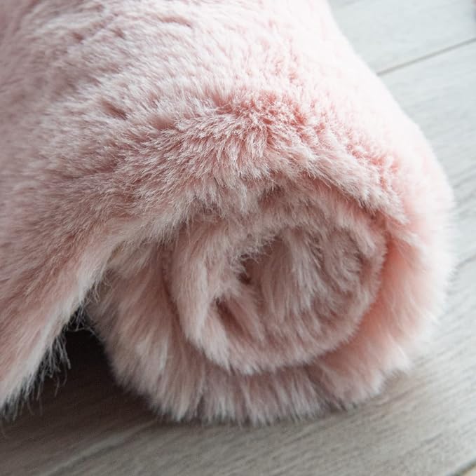 ORINOVA Pink Fuzzy Faux Rabbit Washable Fur Rug - Image 8