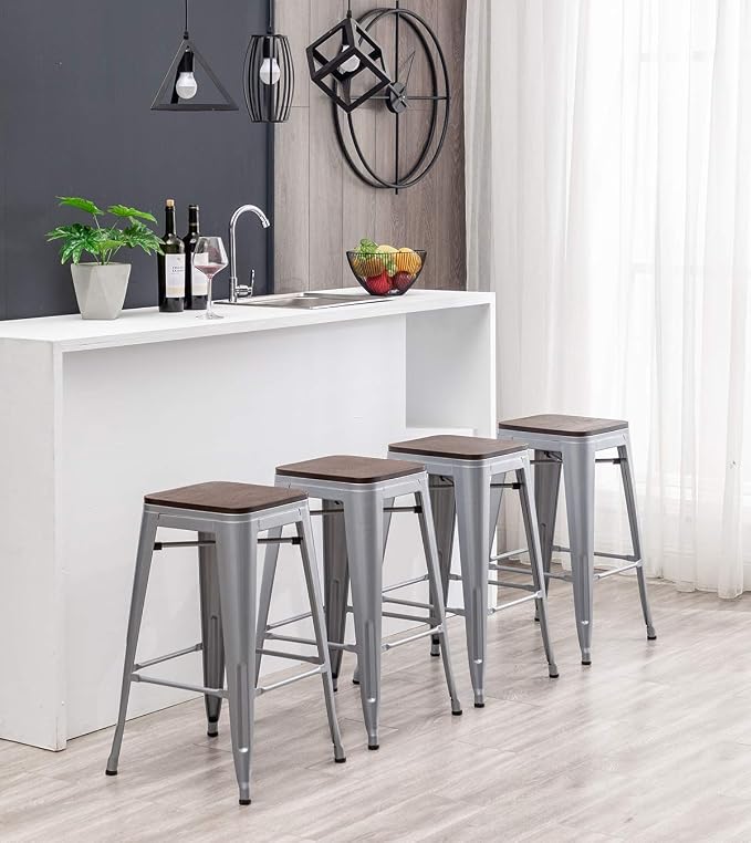 HAOBO Home 30" Backless Metal Counter Stool Height Bar Stools Barstools - Image 8