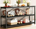 LVB Black Entryway Table, Modern Extra Long Sofa Console Table, Metal Wood by LVB