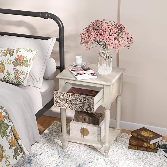 SUNBURY Vintage Nightstand Set of 2, Wood Small Bedside Table - Image 6