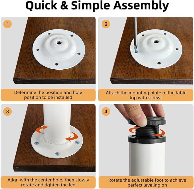 QLLY 30 inch Adjustable Metal Desk Legs, Heavy Duty Furniture Table Legs - Image 6