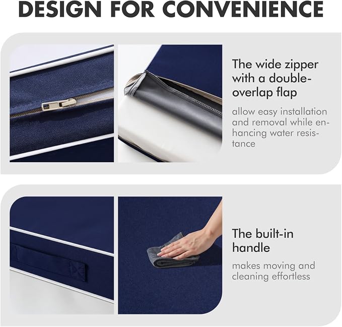 MIULEE Navy Outdoor Seat Cushion 22x24 Inch Waterproof & 3 Year Fade Resistant - Image 7