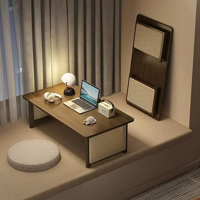 Japanese Floor Table Bamboo Folding Coffee Table Portable Solid Wood Japanese - Image 4