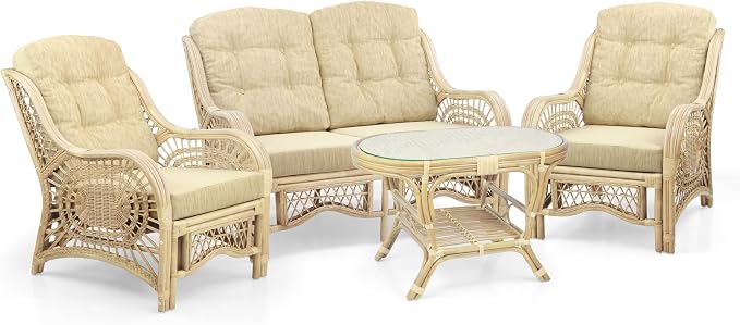 Malibu Lounge Loveseat Natural Color, Sofa Natural Rattan Wicker Handmade Design - Image 4
