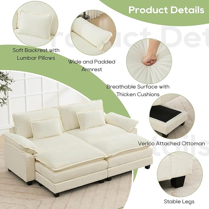 Oprisen 86" Modular Sectional Sofa, Comfy Cloud Couch Sectional Sofa - Image 6