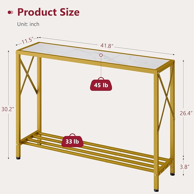 Tajsoon Entryway Table 41.8”, 2-Tier Entry Way Console Entrance Table, Narrow - Image 3