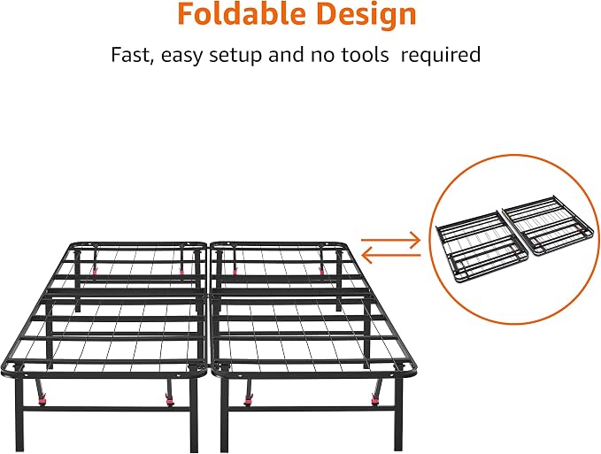 Amazon Basics Bed Frame with Ample Underbed Storage, Foldable Metal Platform - Image 4
