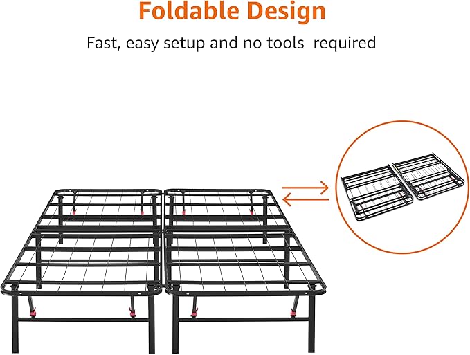 Amazon Basics Bed Frame with Storage, Foldable Metal Platform, Sturdy Steel - Image 5