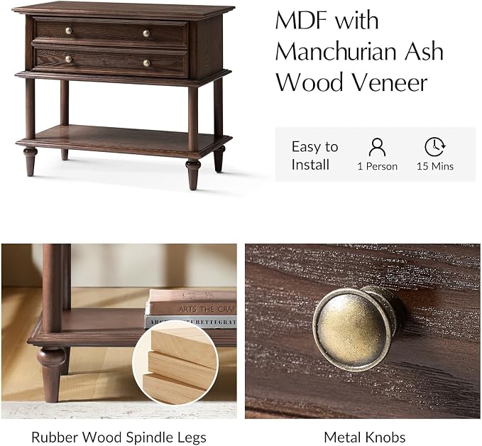 HULALA HOME Farmhouse Nightstand - Image 5