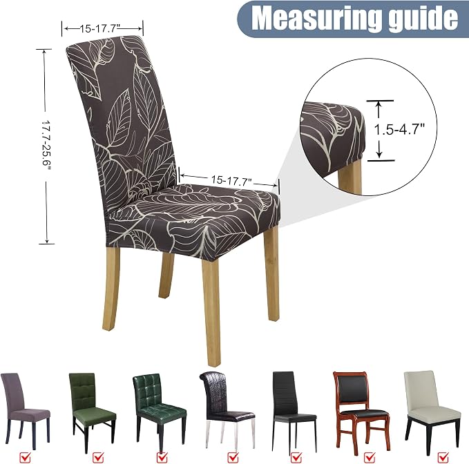 BIETYONE Stretch Dining Chair Covers Set of 8, Soft Removable Washable Kitchen - Image 5