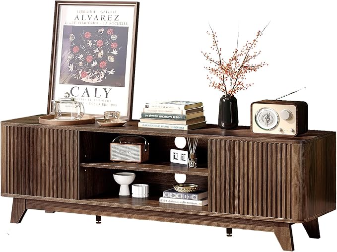 VINGLI 58.6" TV Stand up for 70 Inch TV, Mid Century Entertainment Center - Image 9