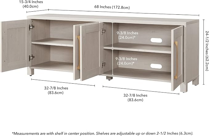 Henn&Hart Rectangular TV Stand for TV's up to 80" in Alder White, TV Stands for - Image 7