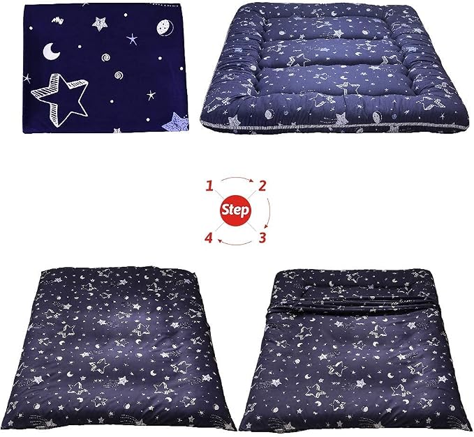 MAXYOYO Navy Star Futon Mattress Japanese Floor Mattress Tatami Floor Mat - Image 6