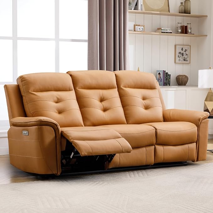 ANJ Power Oversized Reclining Sofa Couch, Breathable Faux Leather 3-Seater by ANJ