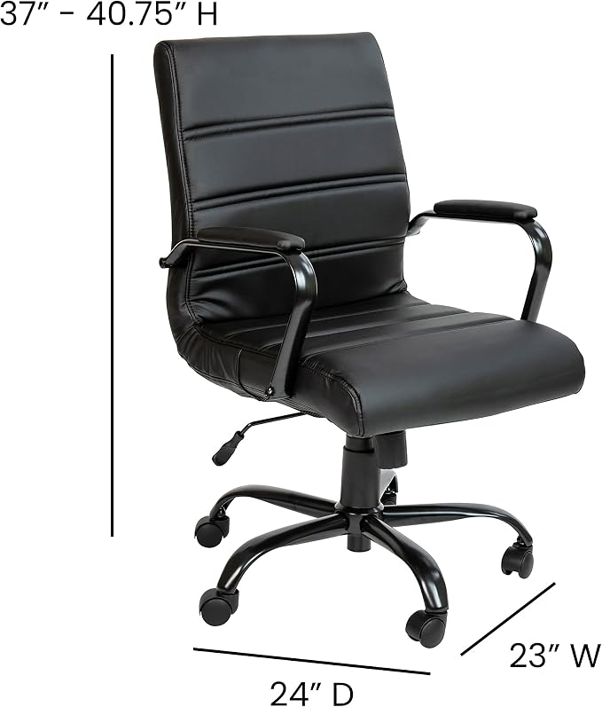 Flash Furniture Whitney Mid-Back Swivel LeatherSoft Desk Chair - Image 3
