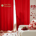 HOMEIDEAS Christmas Non-See-Through Red Privacy Sheer Curtains, 52 X 96 Inches by HOMEIDEAS