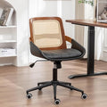 Home Office Desk Chair with Ergonomic Rattan Backrest, Walnut Crafts, Curved by ALLFONISLIVING