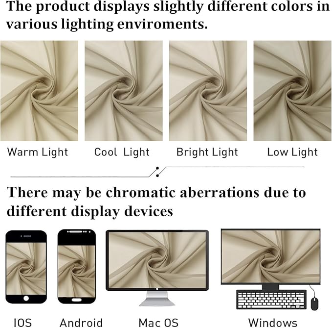 Lecloud Taupe Sheer Curtains 78 Inches Long 2 Panels, Elegant Light Filtering - Image 7
