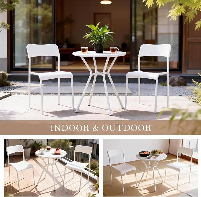 Outdoor Bistro Set for 2- Metal 3 Piece Bistro Table and Chairs Set of 2 -Small - Image 4