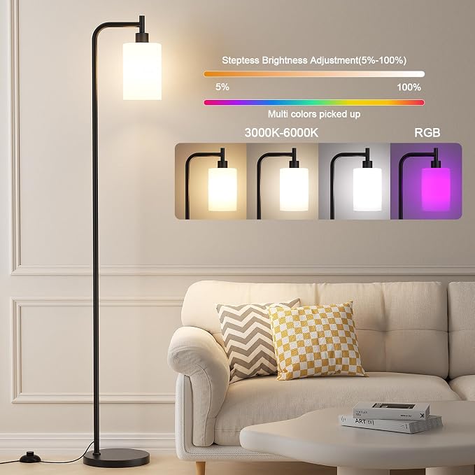 Ziisee RGB Floor Lamps for Living Room, Dimmable Industrial Standing Lamp - Image 2