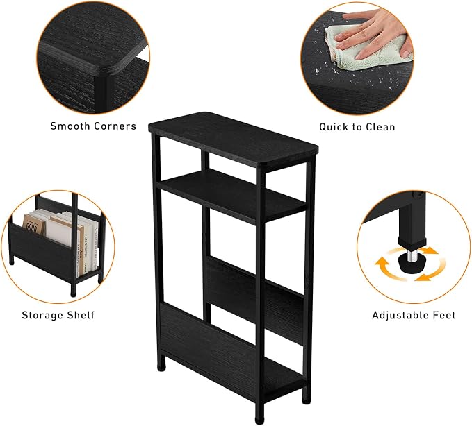 THUMEYE 7.1" Narrow Side Table for Small Spaces, 3 Tier Small End Table - Image 6