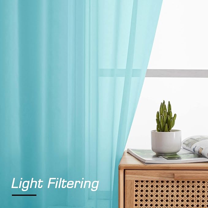 Simplebrand Rod Pocket Top Solid Voile Sheer Curtains - Image 3