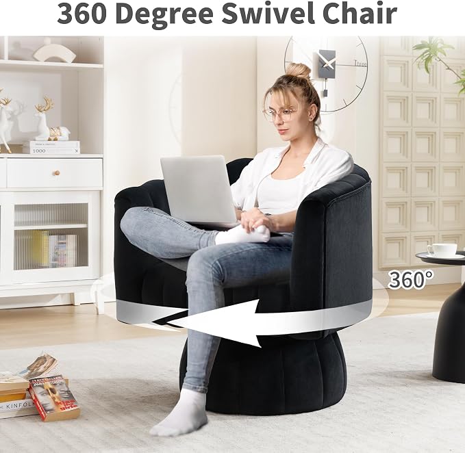 Swivel Accent Barrel Chair Set of 2- Cute Comfy Small Round 360° Arm Chair - Image 3