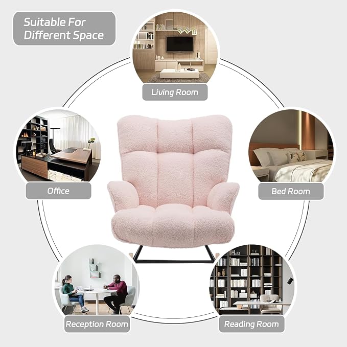 SAETSFEG Rocking Chair Nursery Teddy Upholstered Glider Rocker Rocking Accent - Image 6