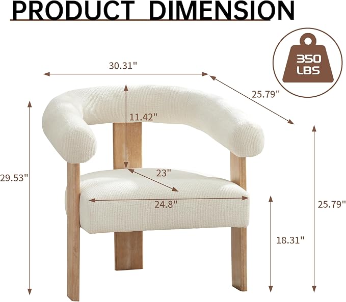 VKNOW Accent Chair Living Room Chair, Modern Upholstered Arm Chair - Image 2