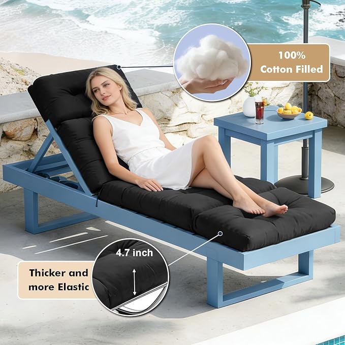 Outdoor Chaise Lounge Chair Cushion 74.2 x 22 x 4.7 Inches Thickened 100% - Image 5