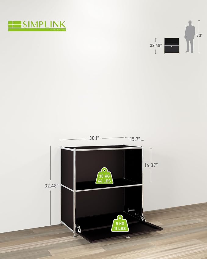 32.5-Inch Flip-Top Side Table & Buffet Cabinet - Image 3