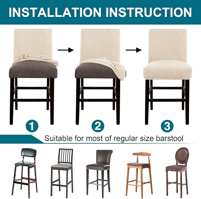 Turquoize Stretch Bar Stool Cover Counter Stool Pub Chair Slipcover - Image 7