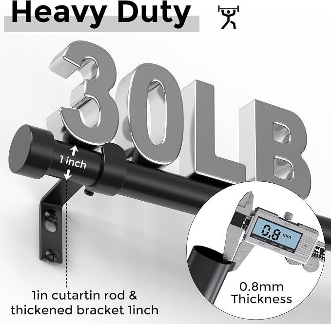 VOIIY 2 Pack Black Curtain Rods - Image 3