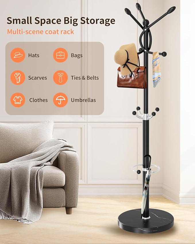 ZOZOE Metal Coat Rack Stand, Modern Coat Rack Freestanding - Image 5