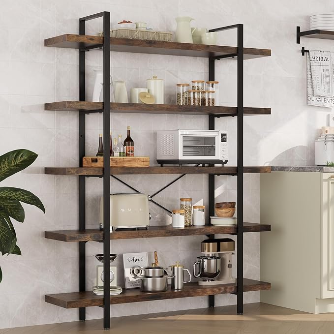 OtterOasis Bookshelf Set of 2, Heavy Duty 5-Tier Industrial Bookcase, 120lbs - Image 7