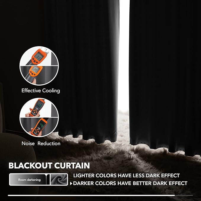 Deconovo Long Blackout Patio Door Curtains Back Tab and Rod Pocket Thermal - Image 5